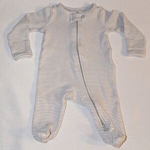 Soft Striped Gray Newborns Footie